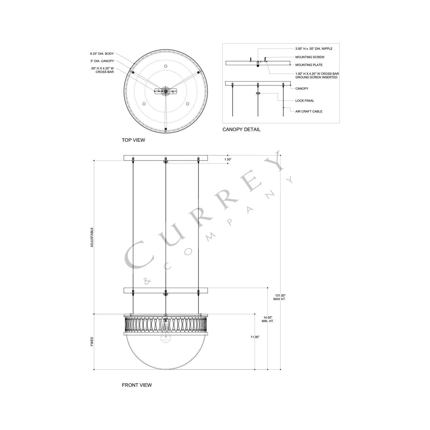 Lola Pendant Light - line drawing.
