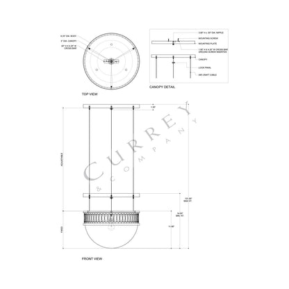 Lola Pendant Light - line drawing.