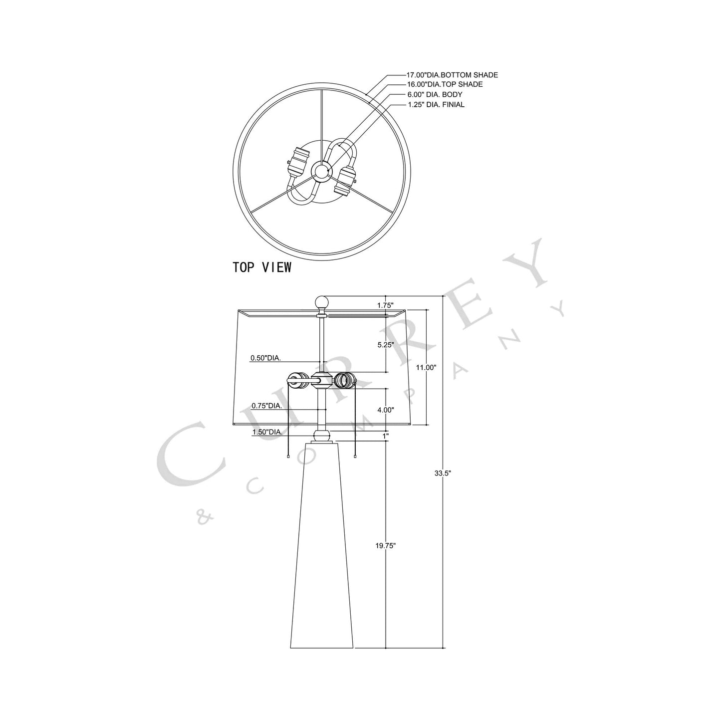 Looke Table Lamp - line drawing.
