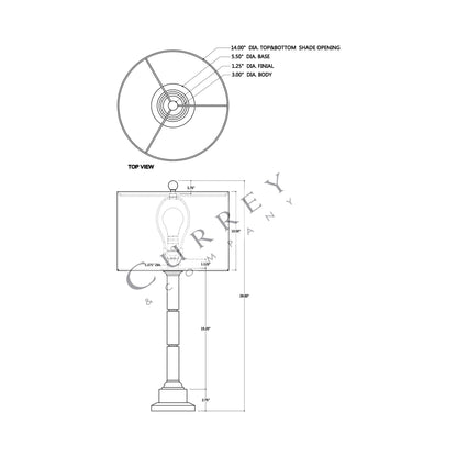 Lothian Table Lamp - line drawing.