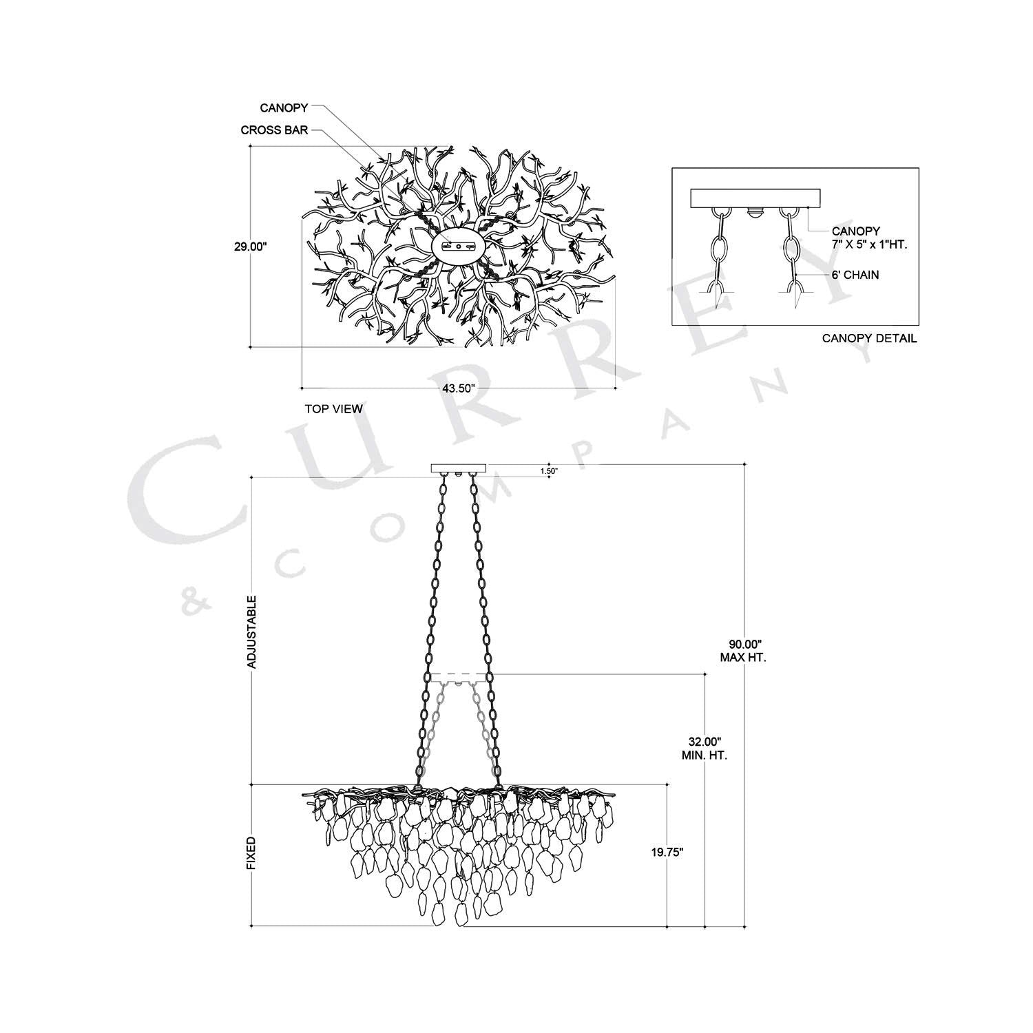 Lucullan Chandelier - line drawing.