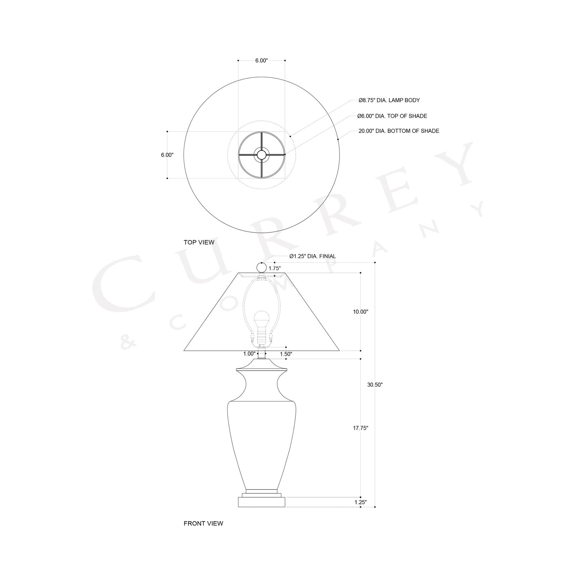 Lucy Table Lamp - line drawing.