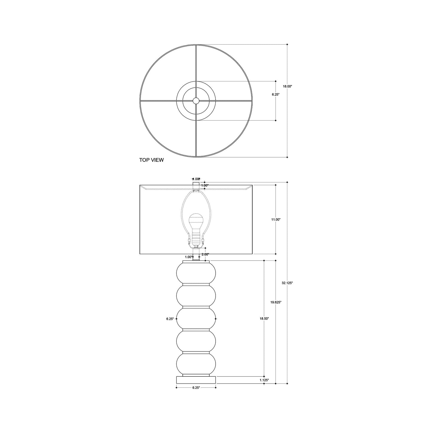 Luko Table Lamp - line drawing.