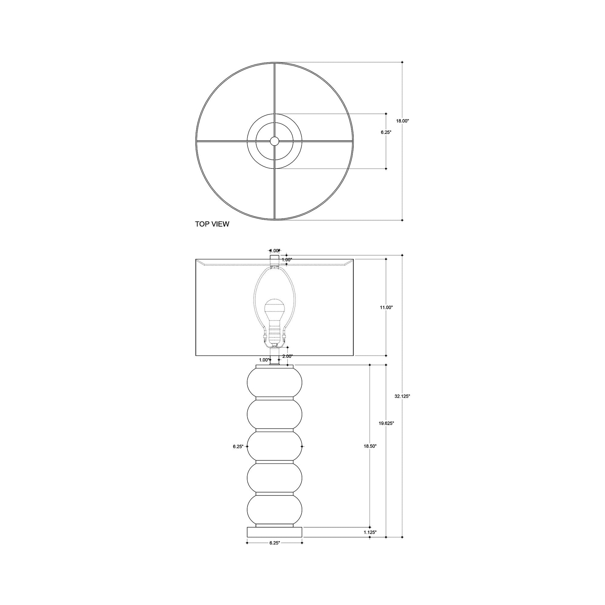 Luko Table Lamp - line drawing.