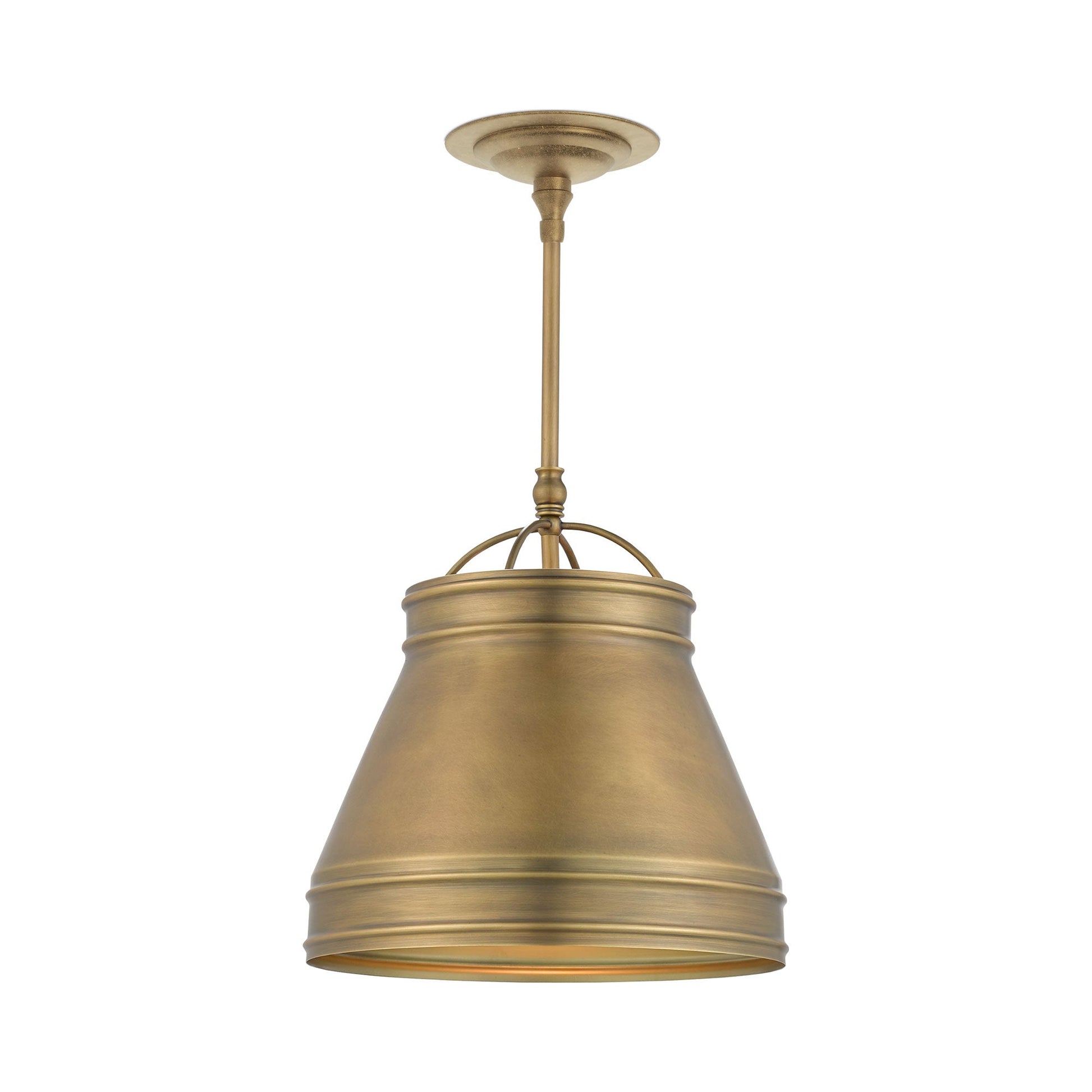 Lumley Pendant Light in Antique Brass.