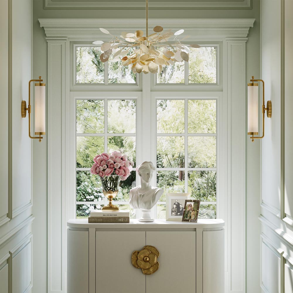 Lunaria Chandelier in hallway.