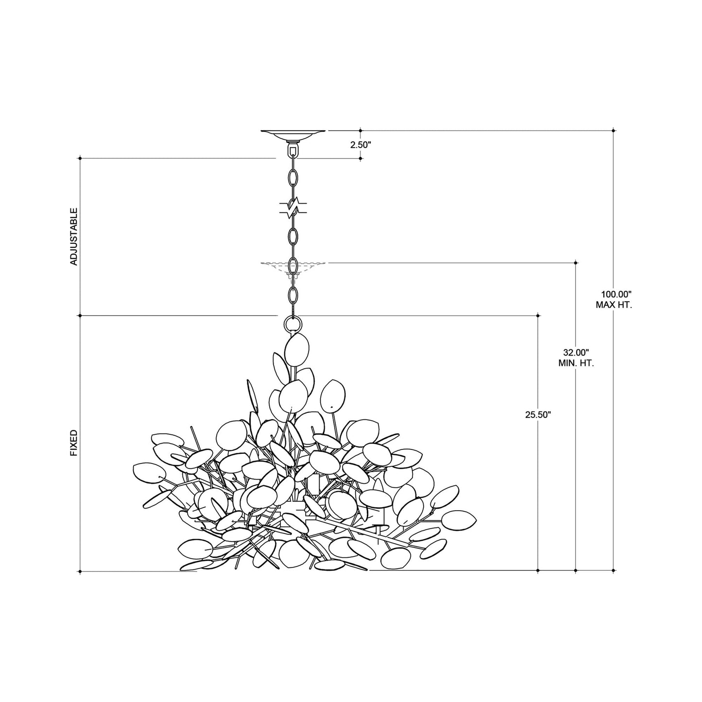 Lunaria Chandelier - line drawing.