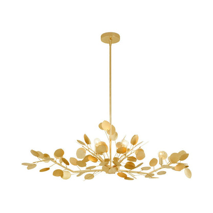 Lunaria Oval Chandelier in Gold Leaf.
