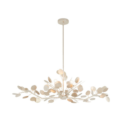 Lunaria Oval Chandelier in Silver Leaf.