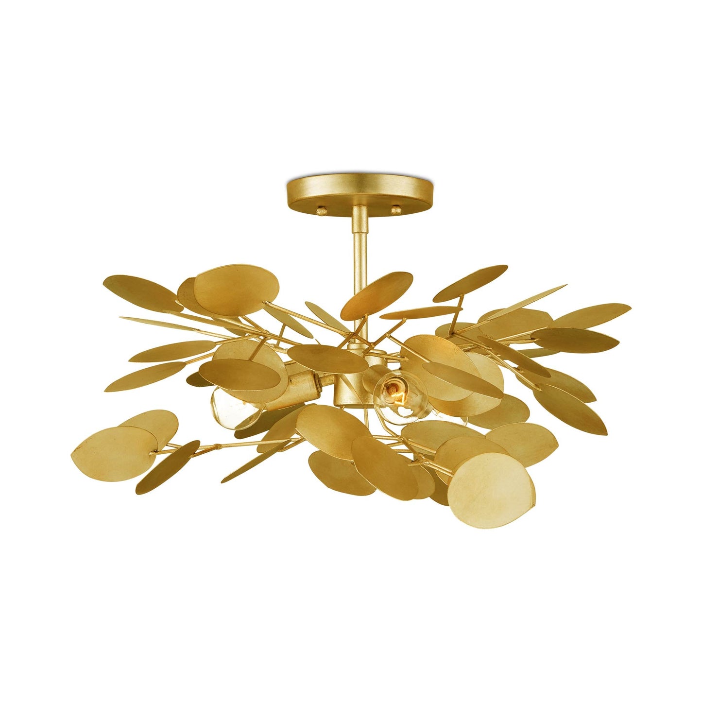 Lunaria Semi Flush Mount Ceiling Light in Gold.