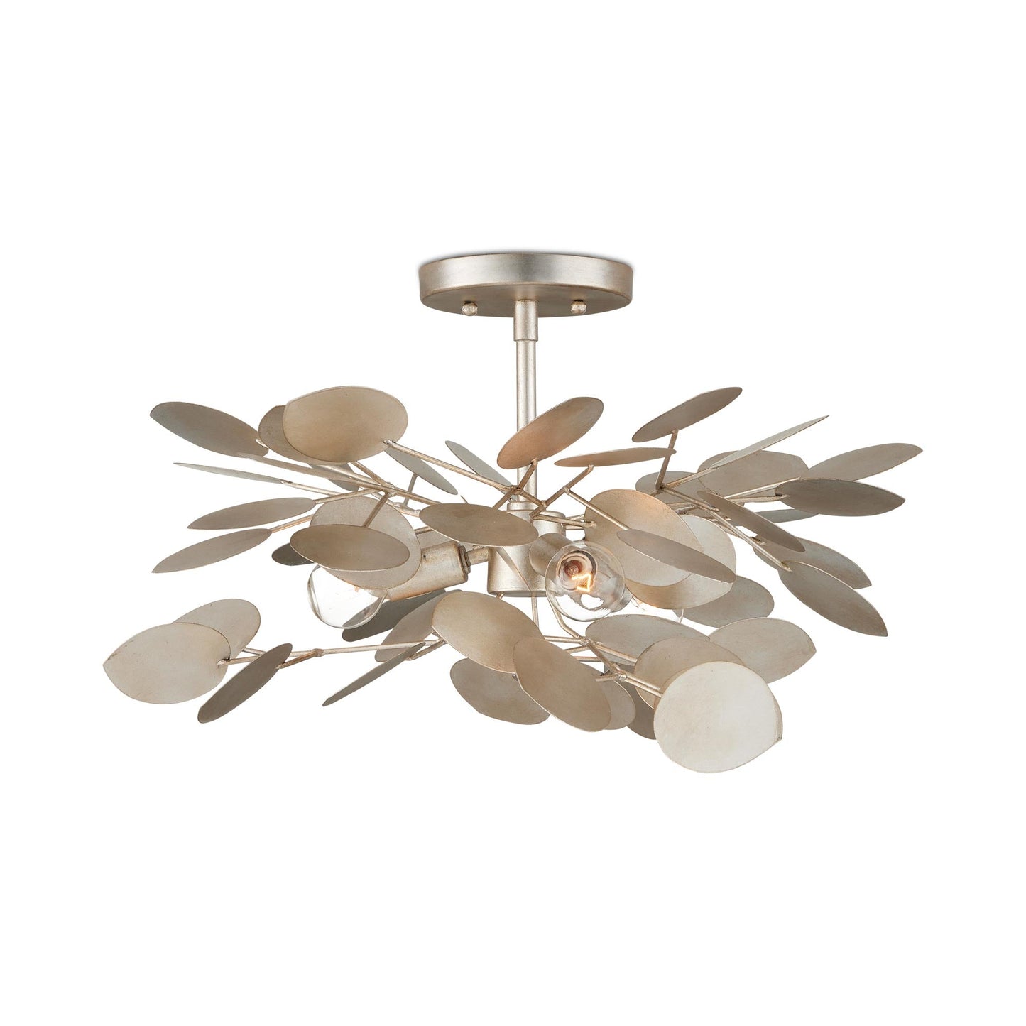 Lunaria Semi Flush Mount Ceiling Light in Silver.