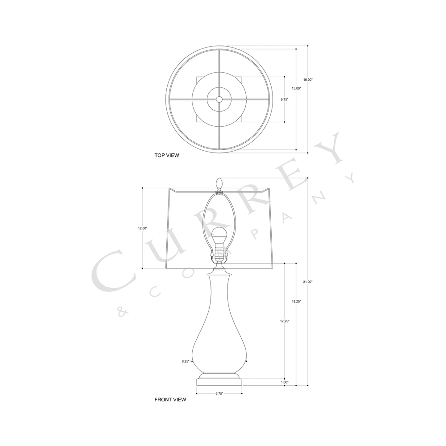 Lynton Table Lamp - line drawing.