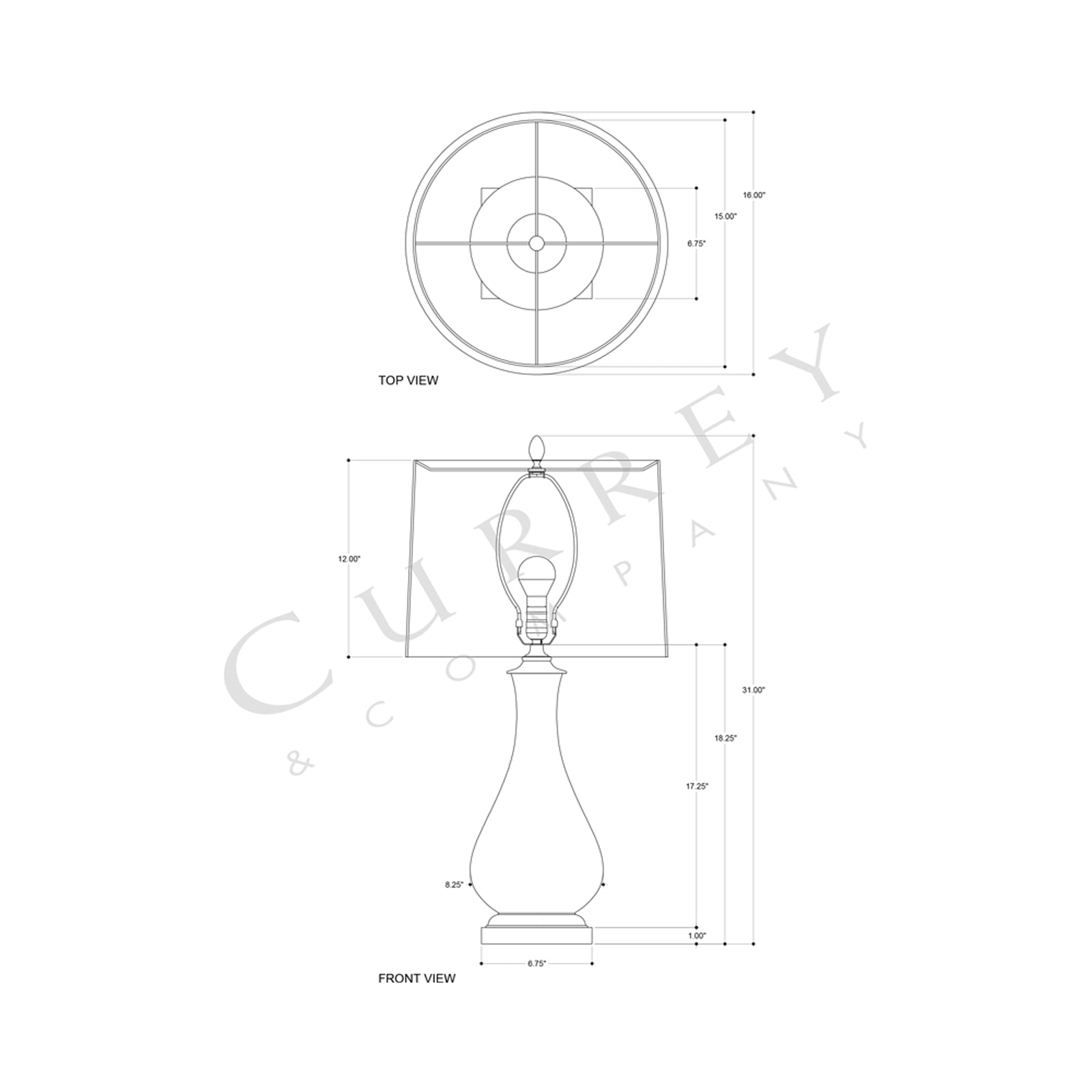 Lynton Table Lamp - line drawing.