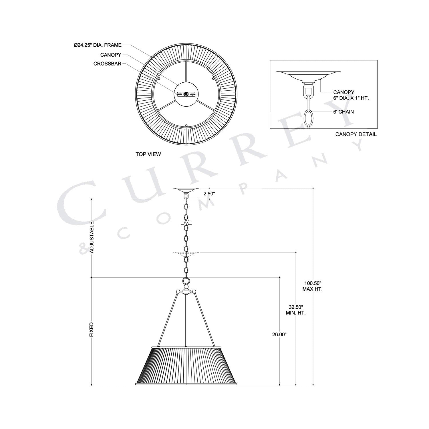 Lytham LED Pendant Light - line drawing.