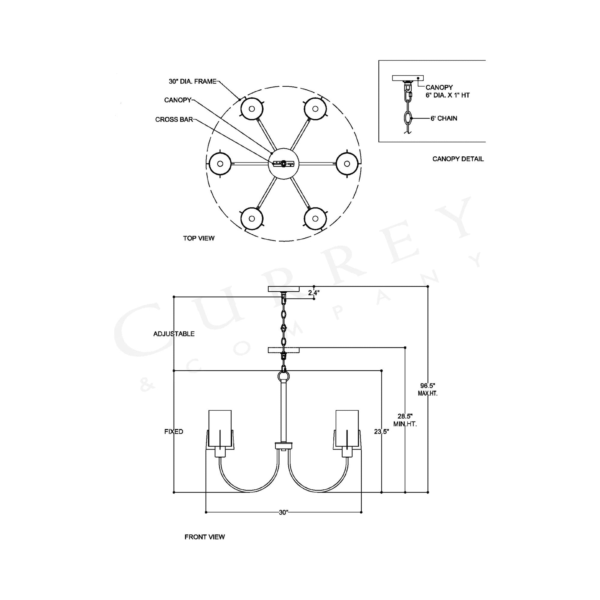 Macklin Chandelier - line drawing. 