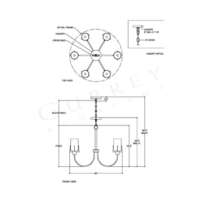 Macklin Chandelier - line drawing. 