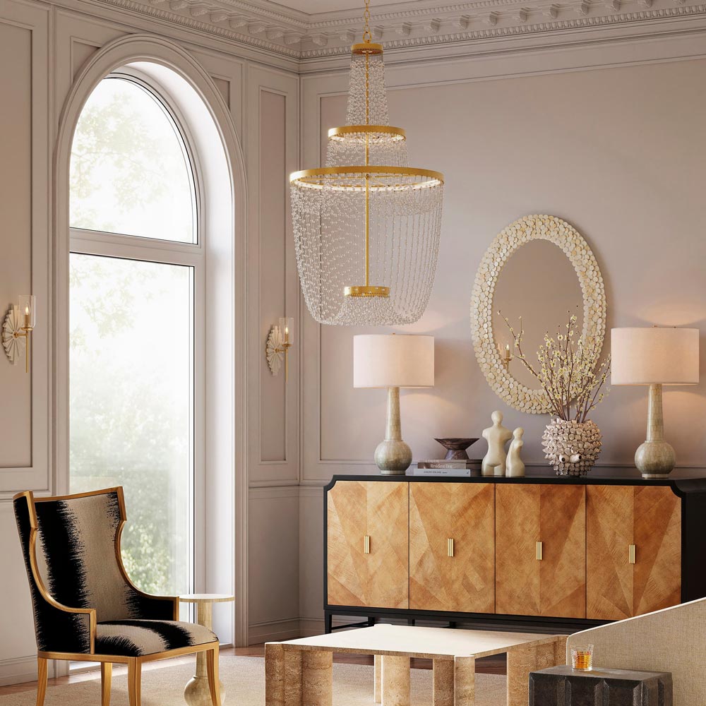 Mademoiselle LED Chandelier in living room.