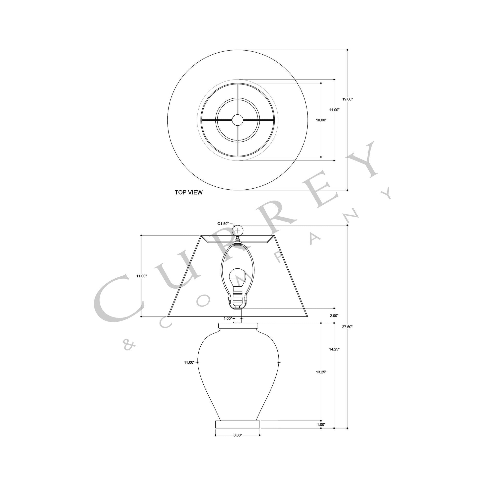 Malaprop Table Lamp - line drawing.