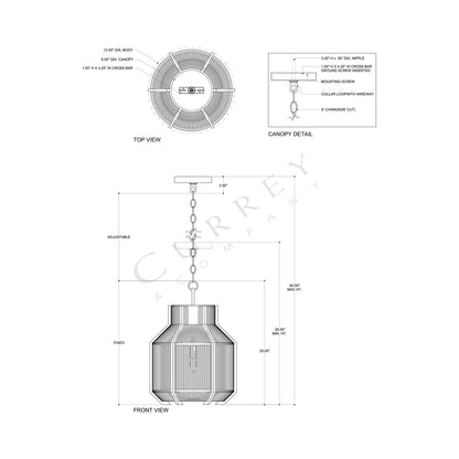 Mali Pendant Light - line drawing.