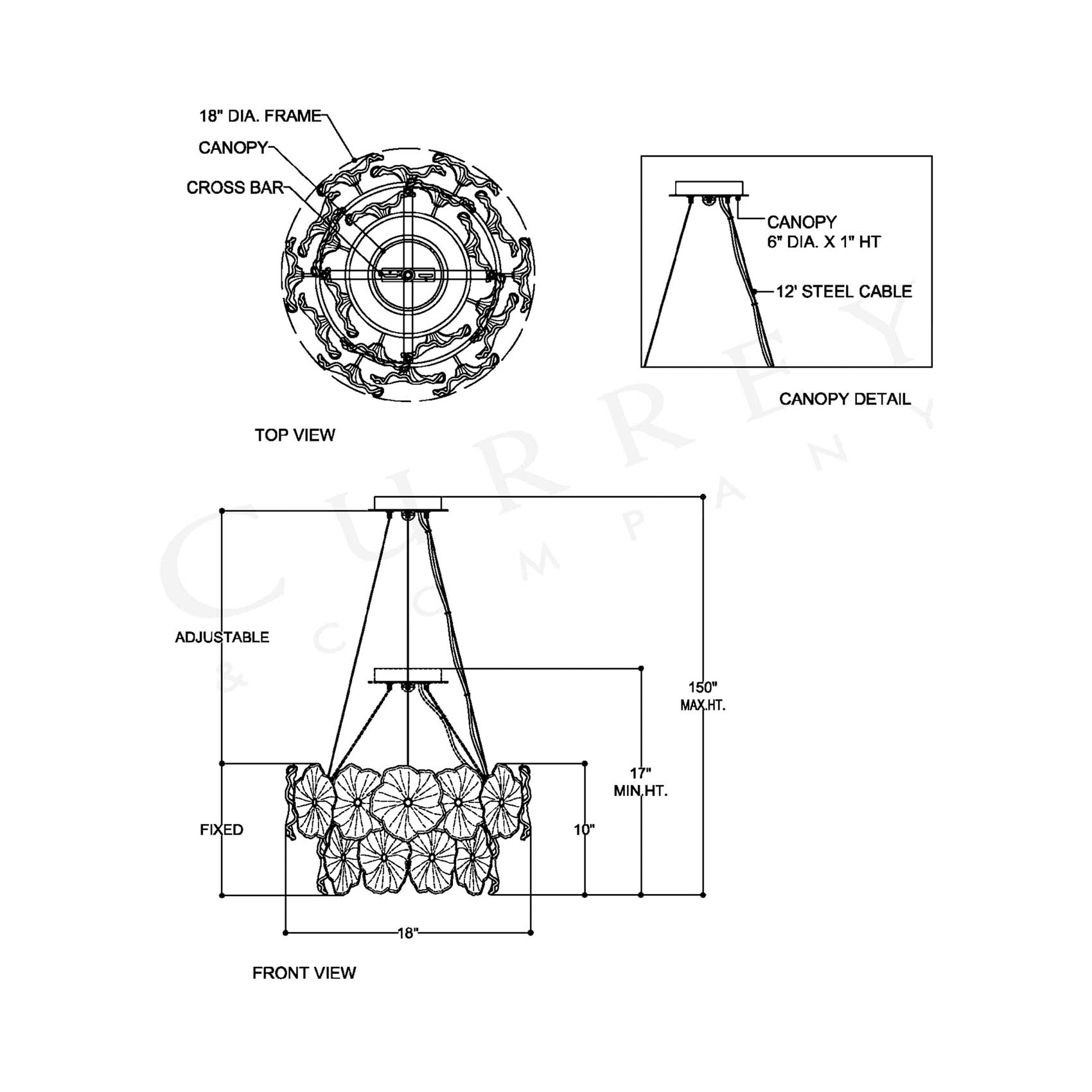 Mallow Chandelier - line drawing.