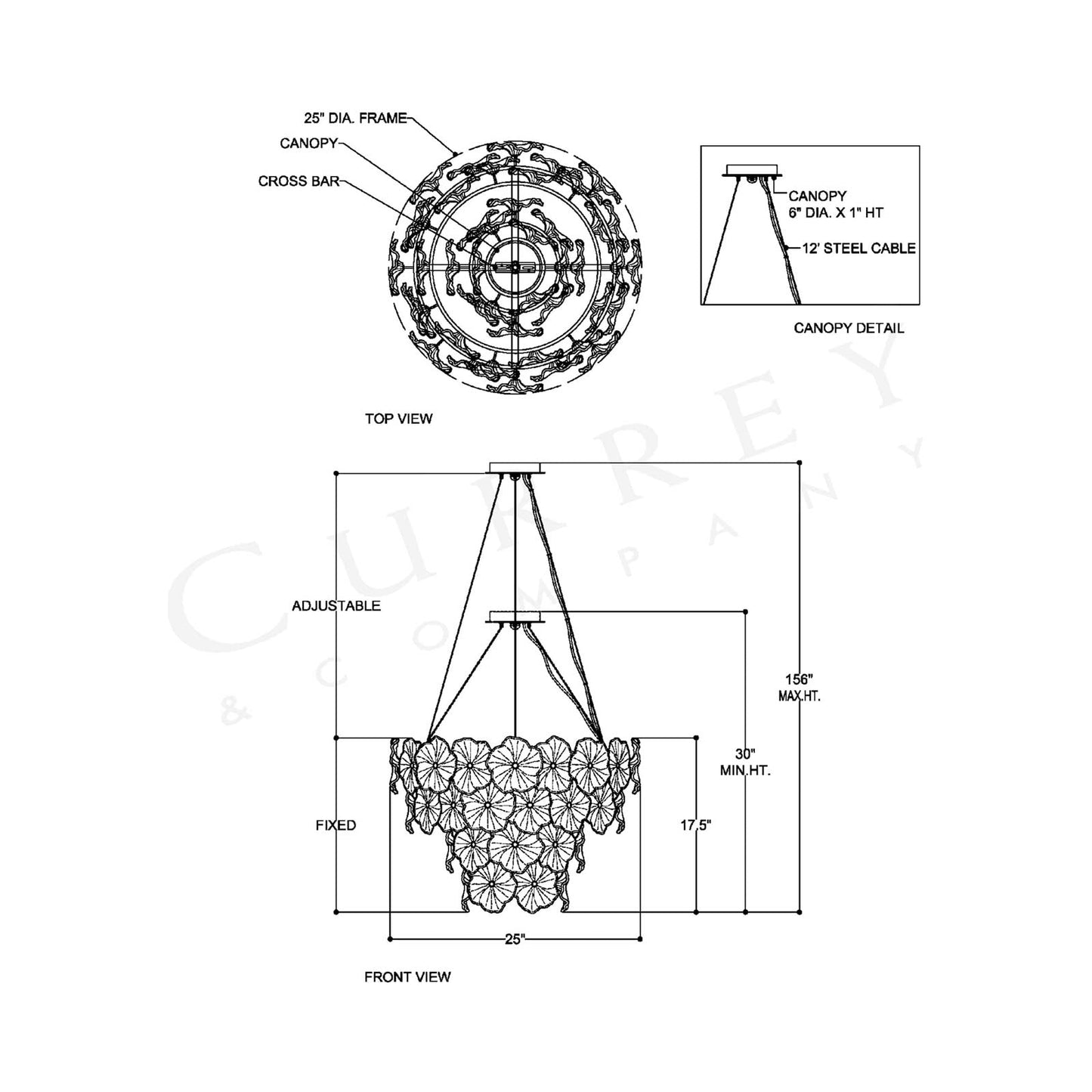 Mallow Chandelier - line drawing.