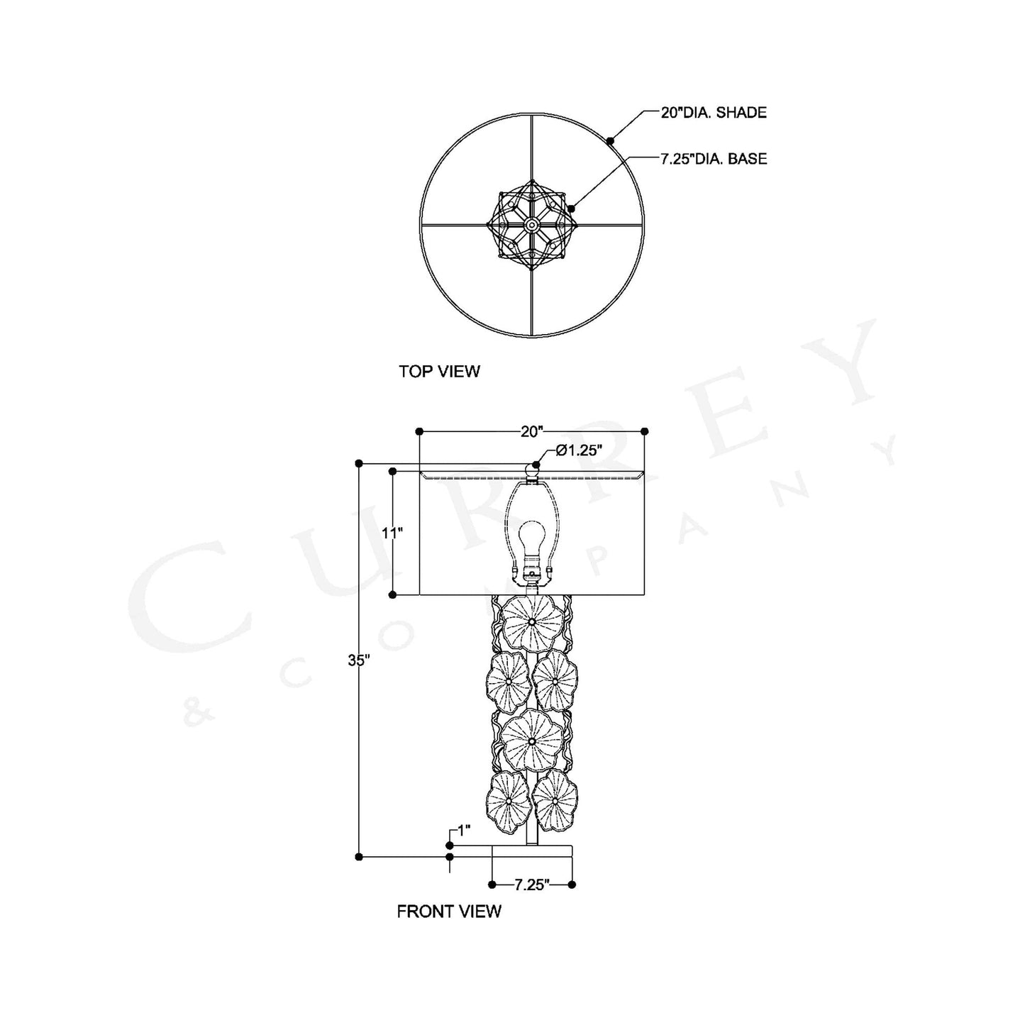 Mallow Table Lamp - line drawing.
