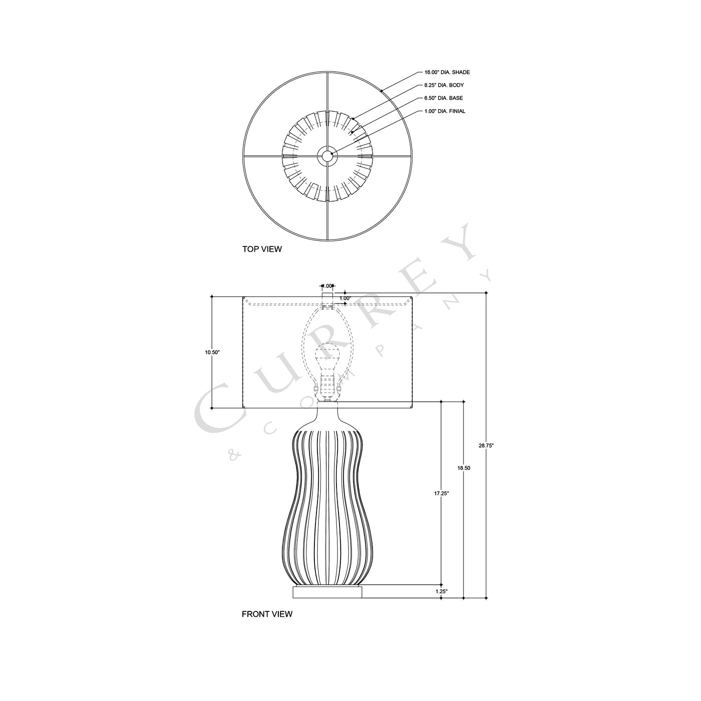 Mamora Table Lamp - line drawing.