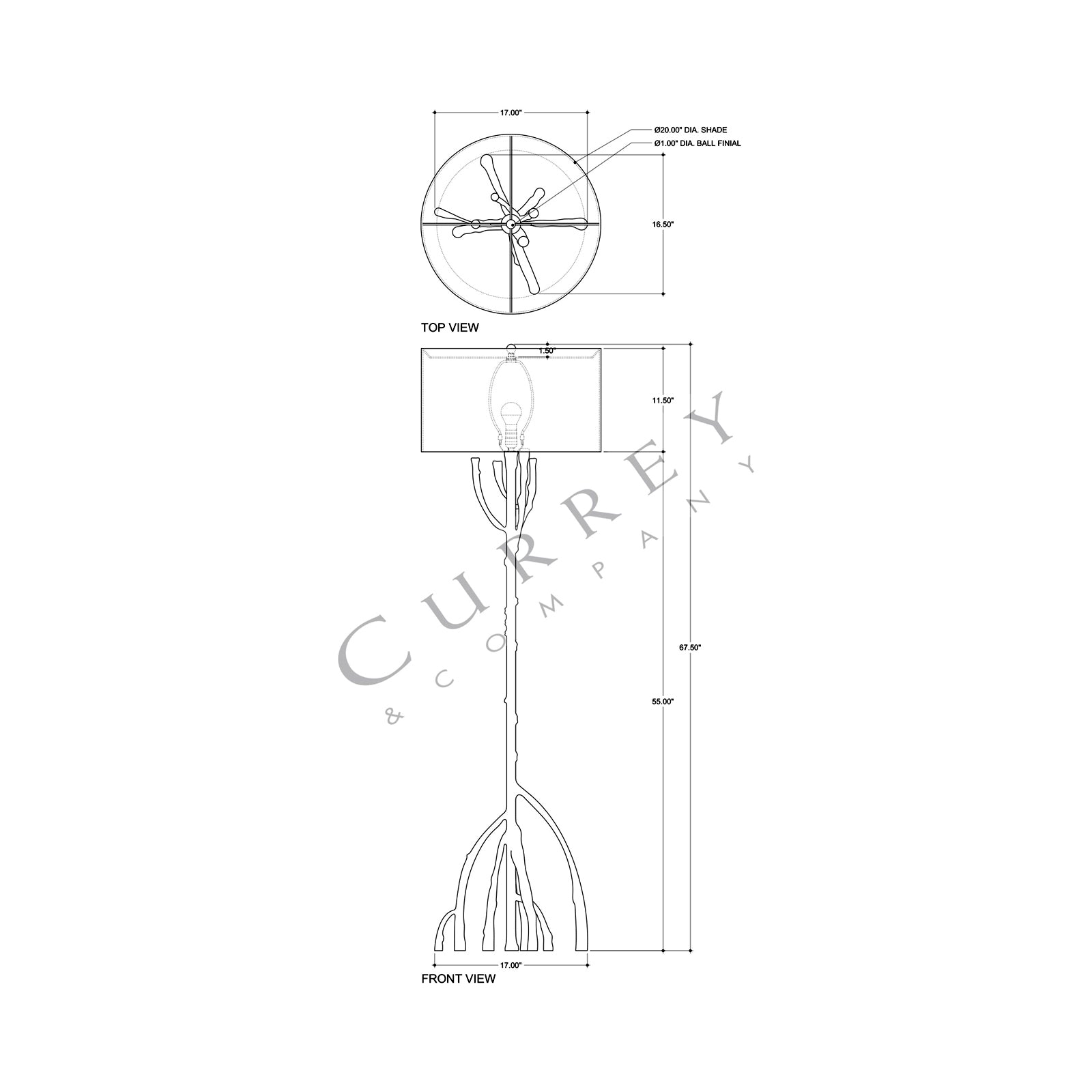 Mangrove Floor Lamp - line drawing.