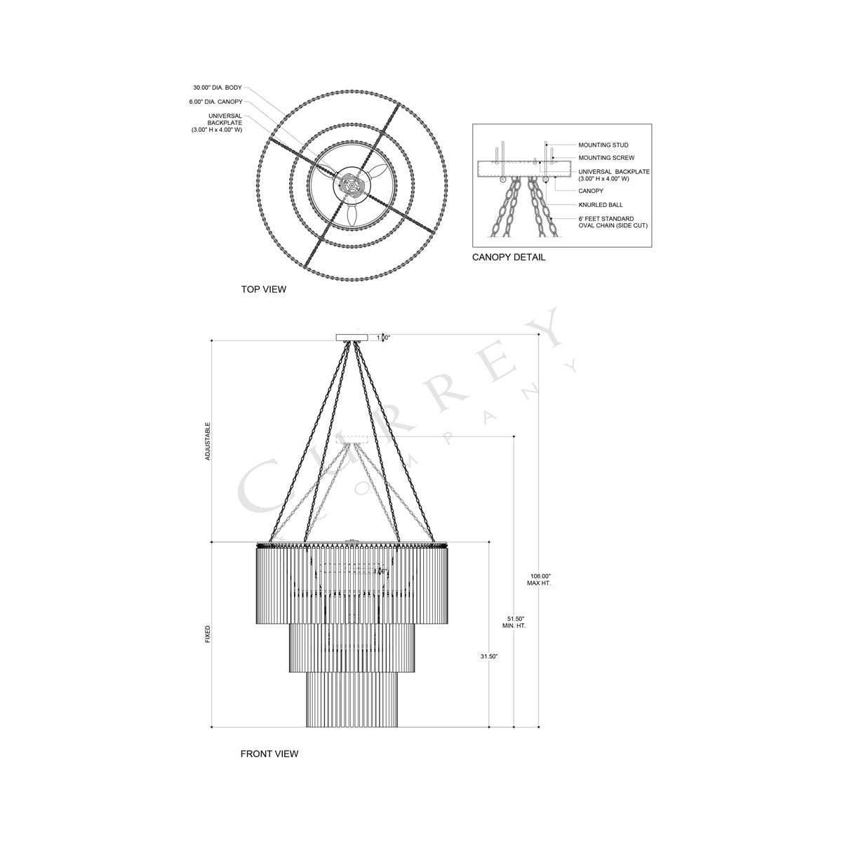 Mantra Chandelier - line drawing.