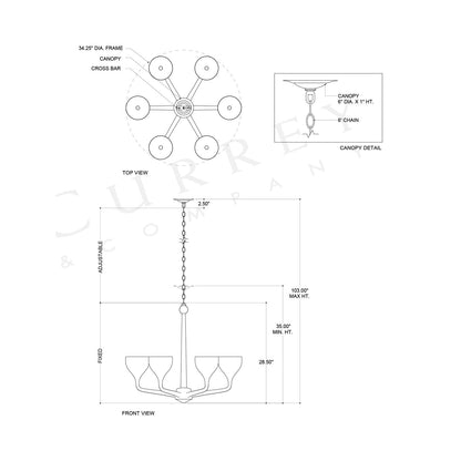 Marbella Chandelier - line drawing.