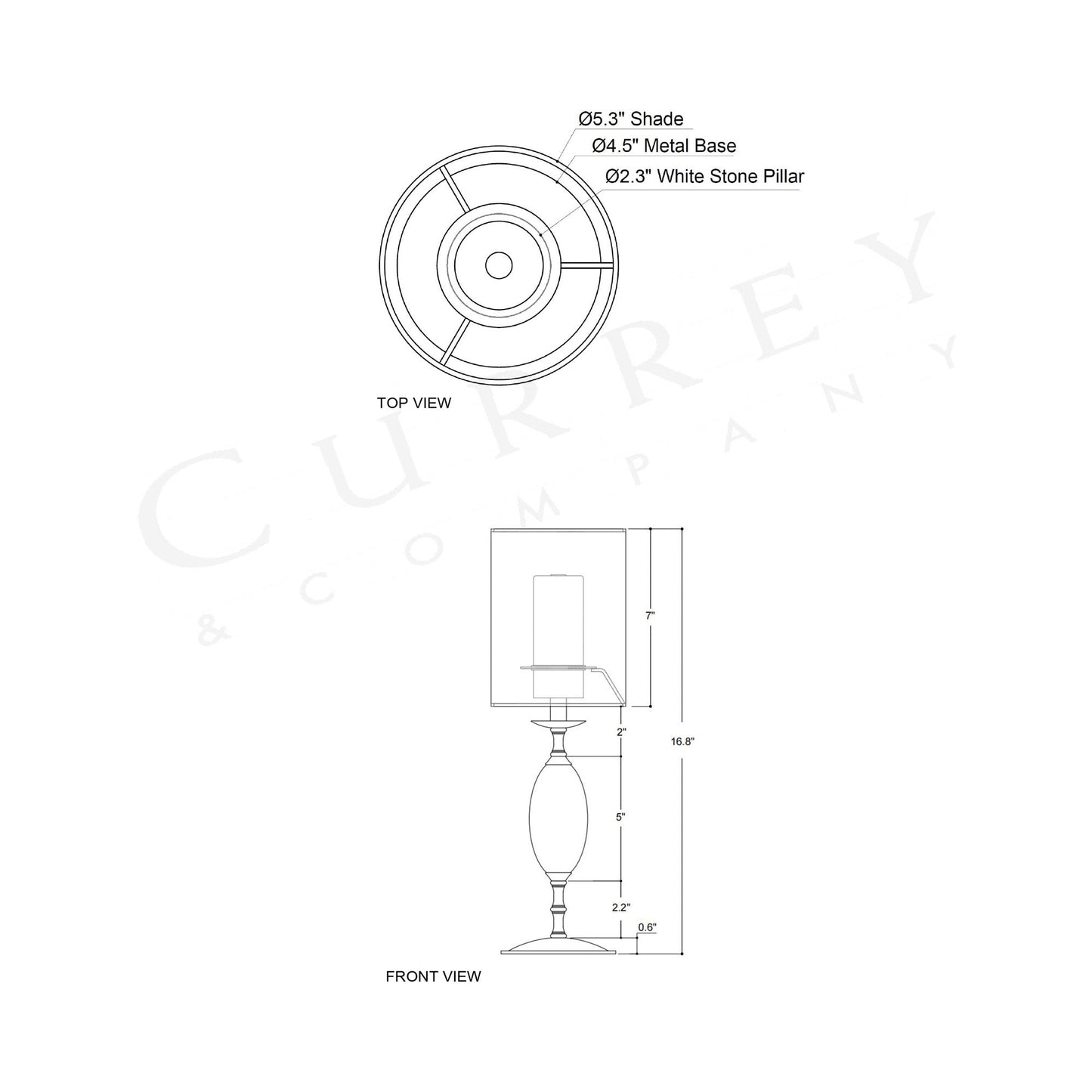 Marche LED Rechargeable Table Lamp - line drawing.