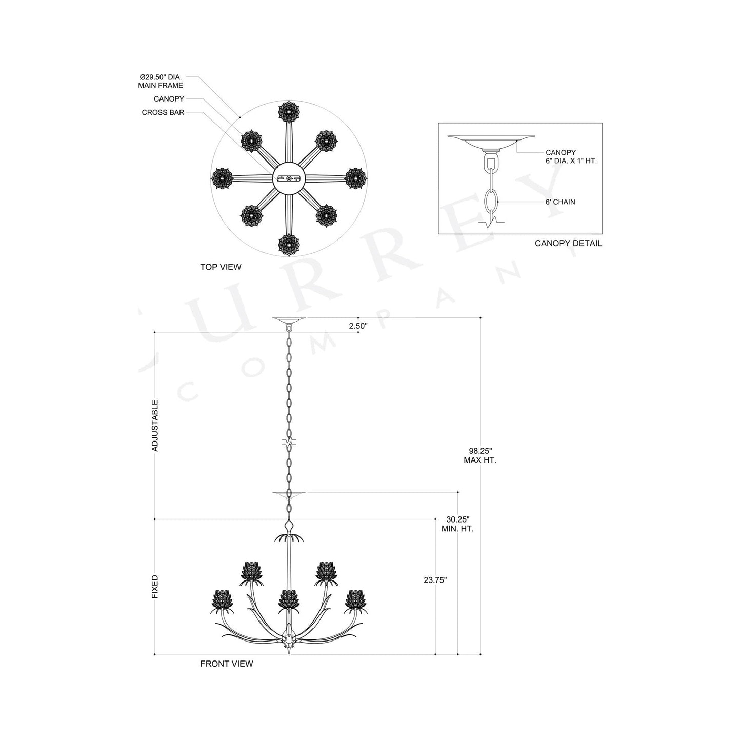 Marilee Chandelier - line drawing.