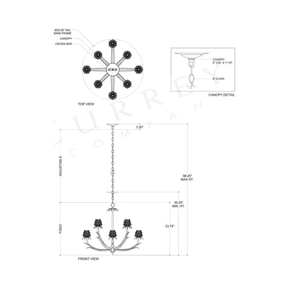 Marilee Chandelier - line drawing.