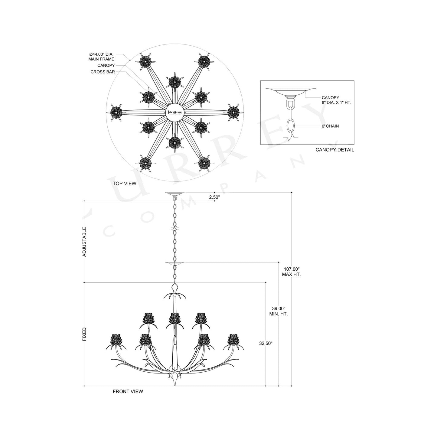 Marilee Chandelier - line drawing.