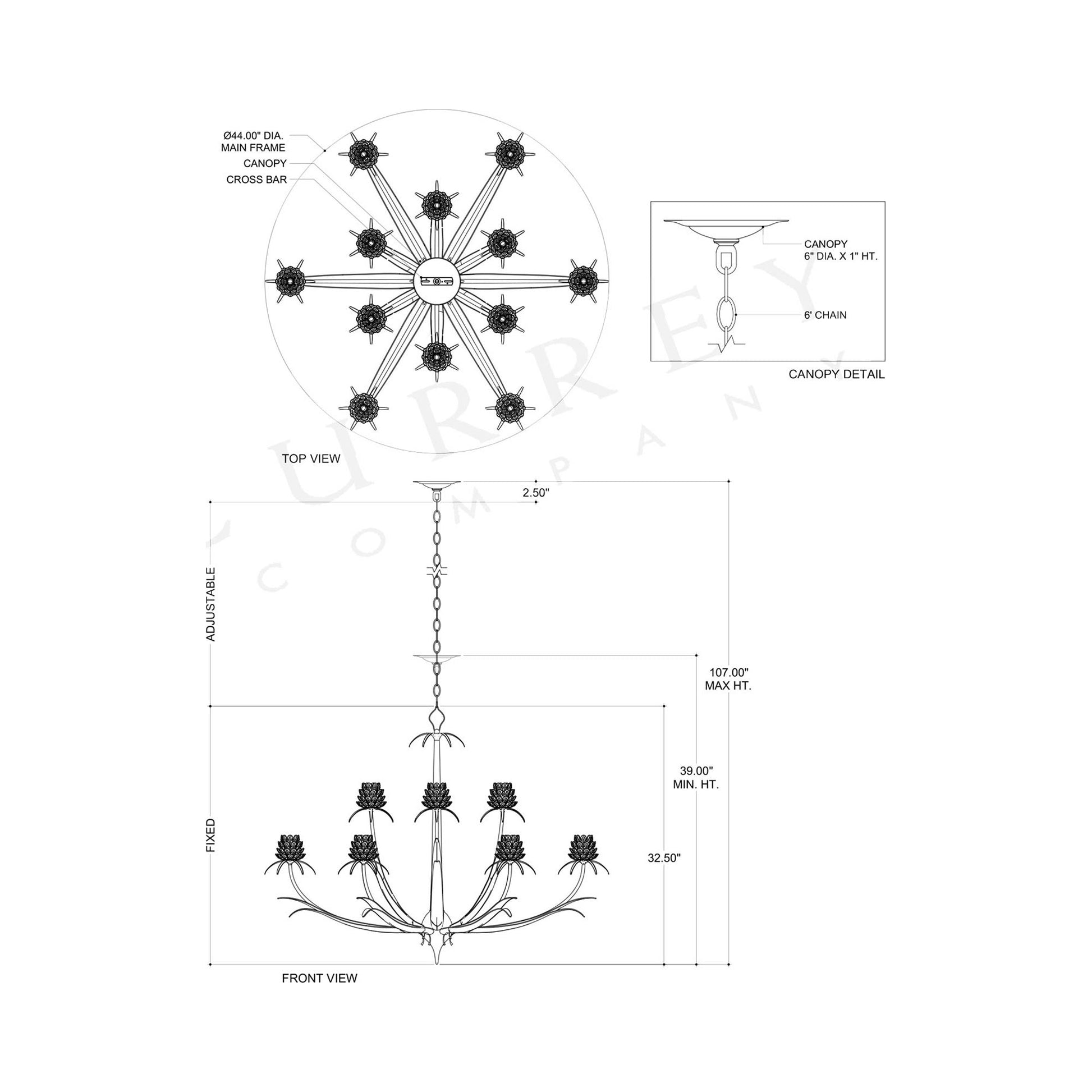 Marilee Chandelier - line drawing.