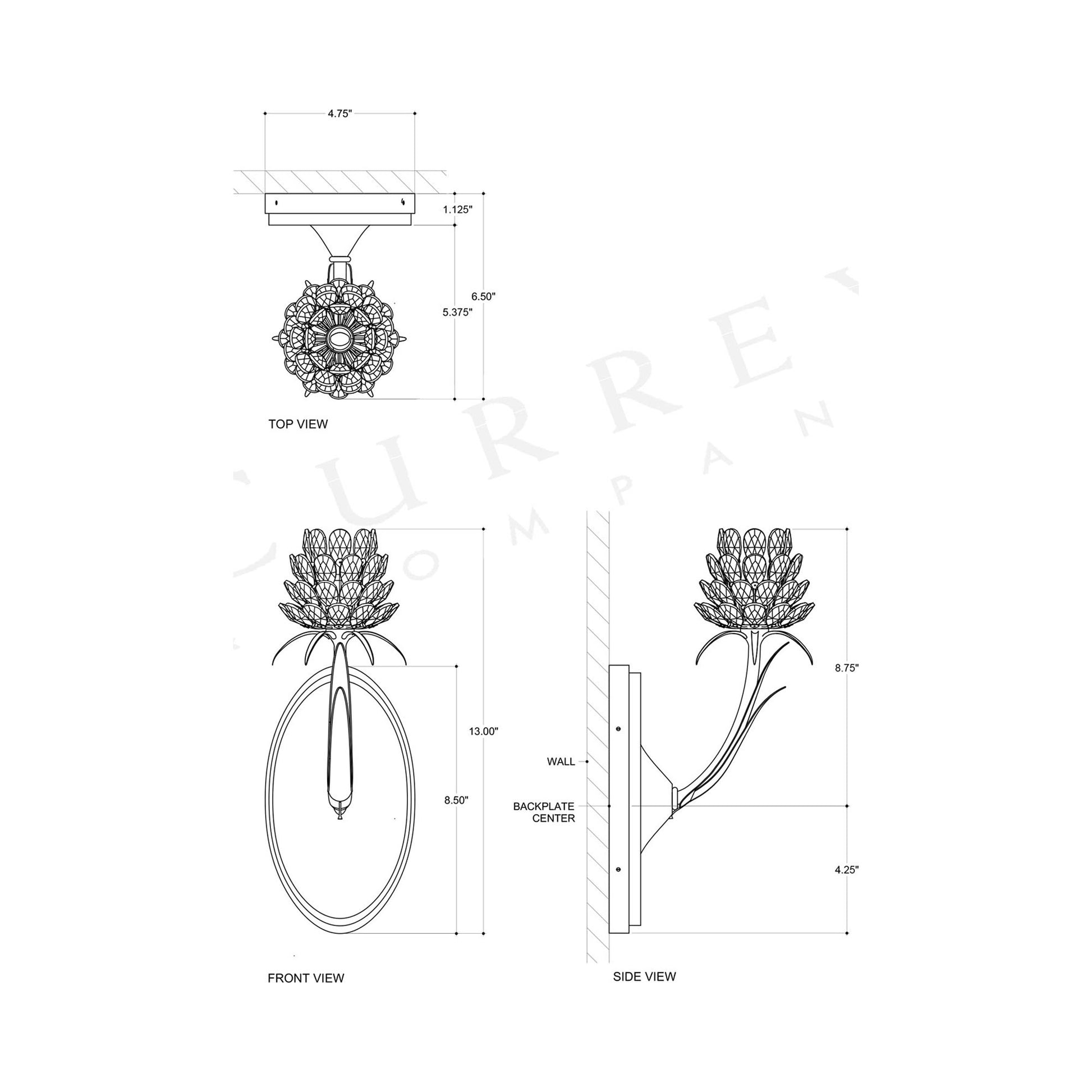 Marilee Wall Light - line drawing.