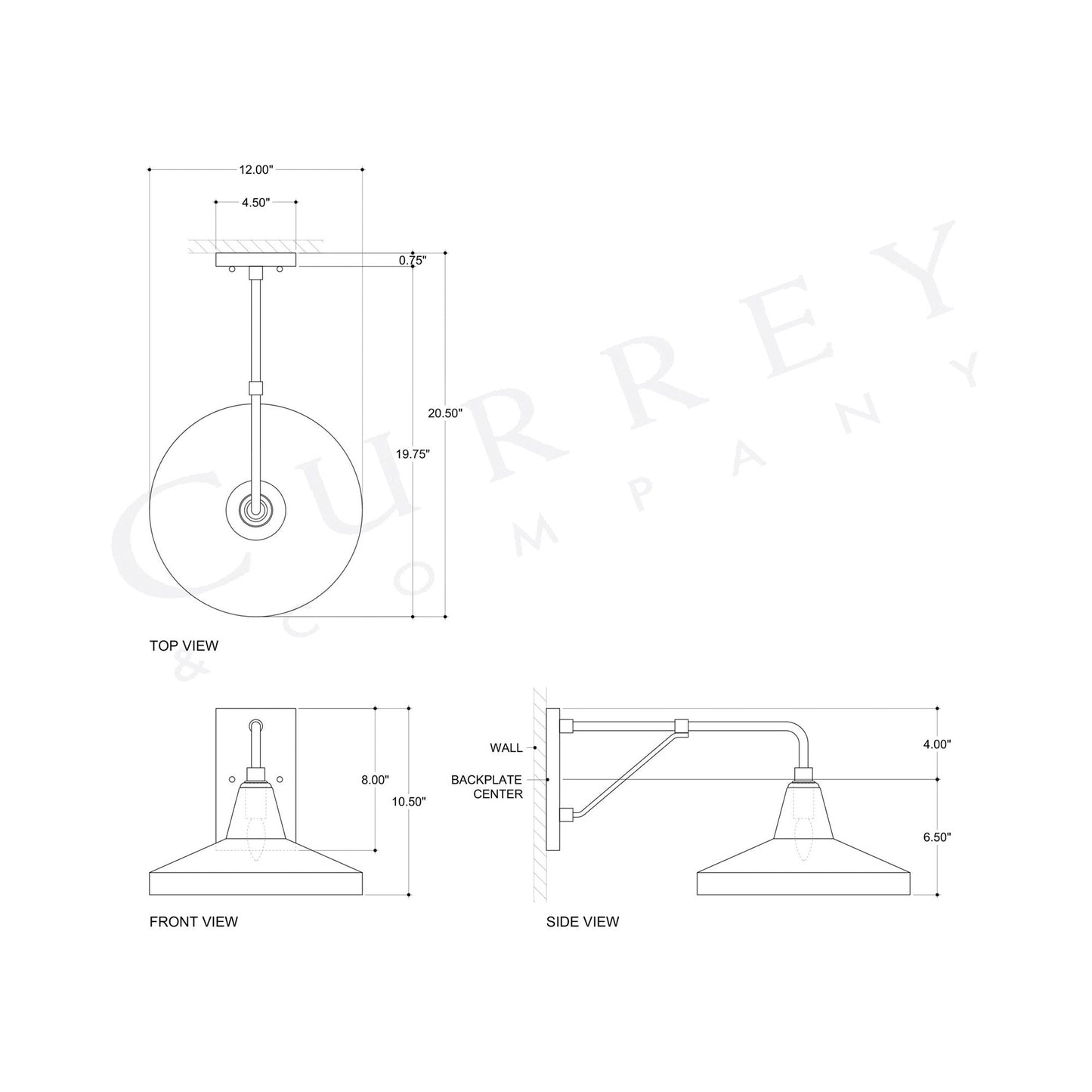 Mariner Outdoor Wall Light - line drawing.