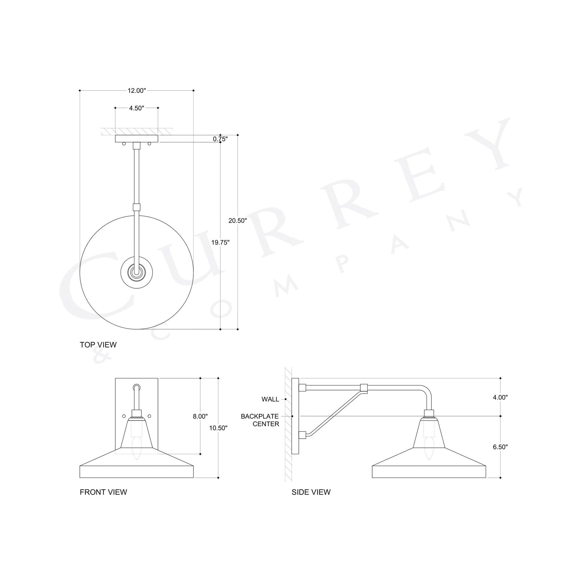 Mariner Outdoor Wall Light - line drawing.
