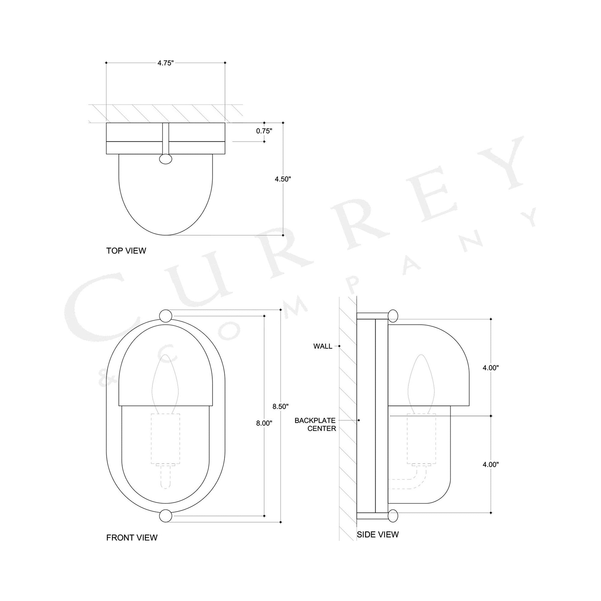Maritime Outdoor Wall Light - line drawing.