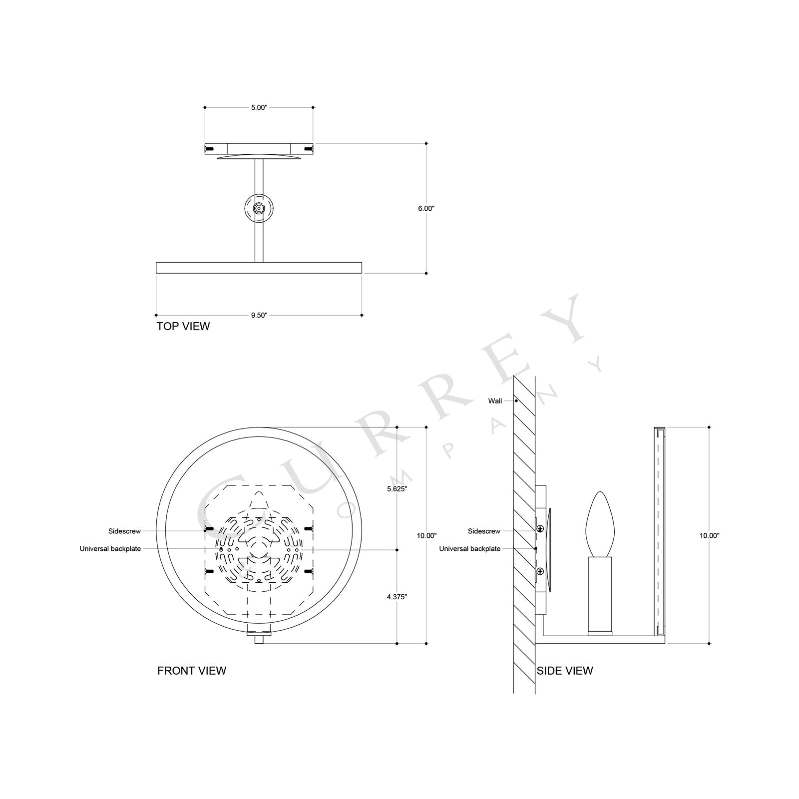 MarjieScope Wall Light - line drawing.