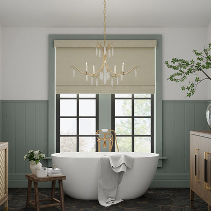 Marshallia Chandelier in bathroom.