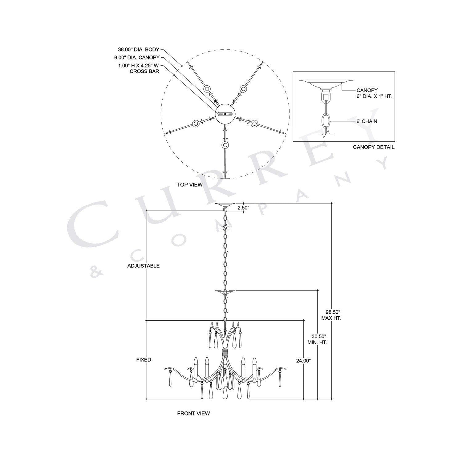Marshallia Chandelier - line drawing.