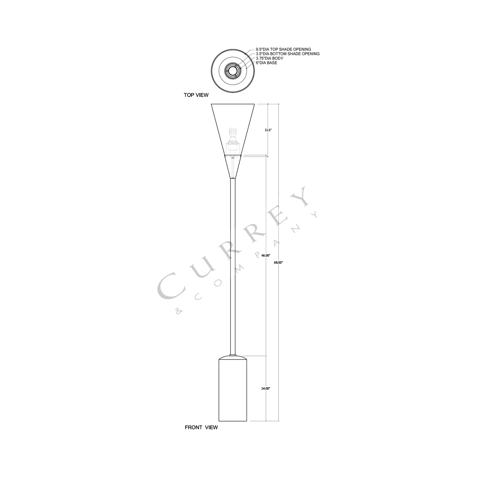 Martini Floor Lamp - line drawing.