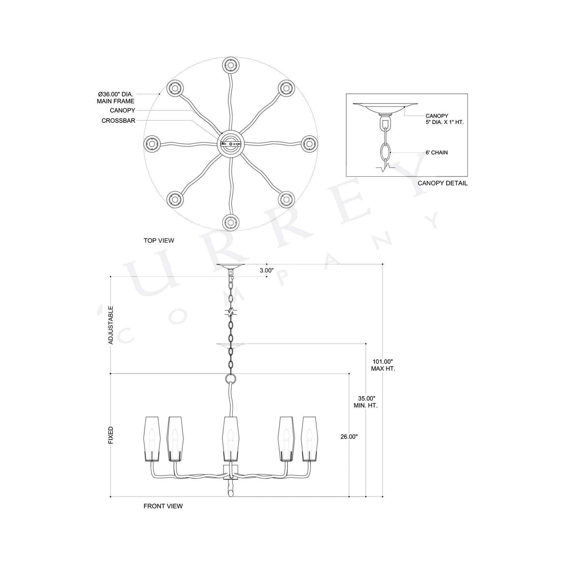 Mathilda Chandelier - line drawing.