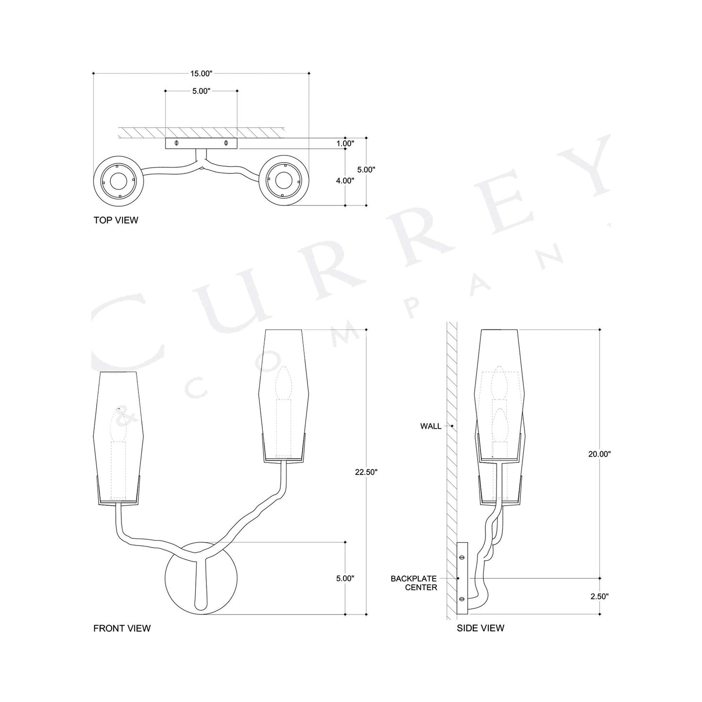 Mathilda Wall Light - line drawing.