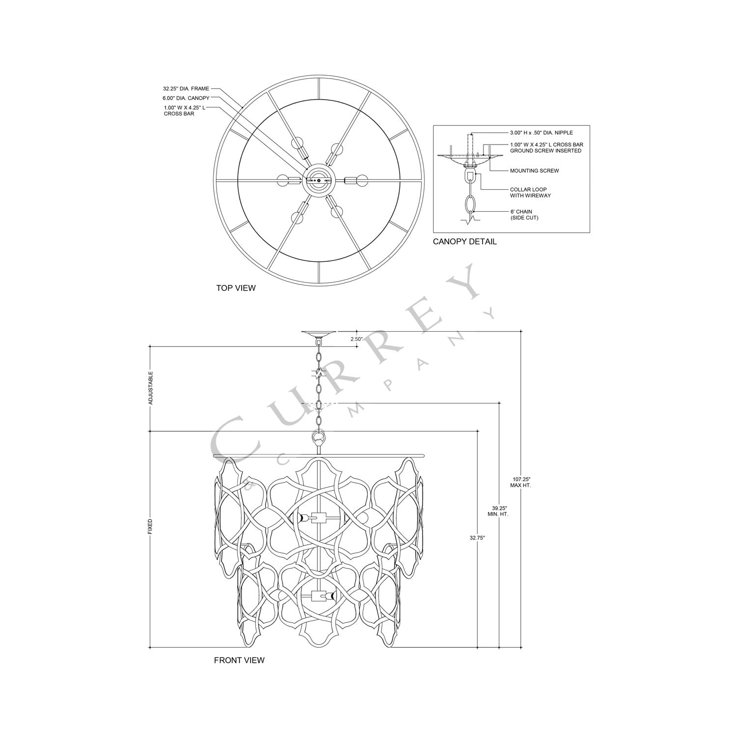 Mauresque Chandelier - line drawing.