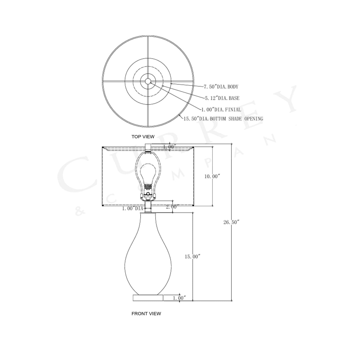 Mavi Table Lamp - line drawing.