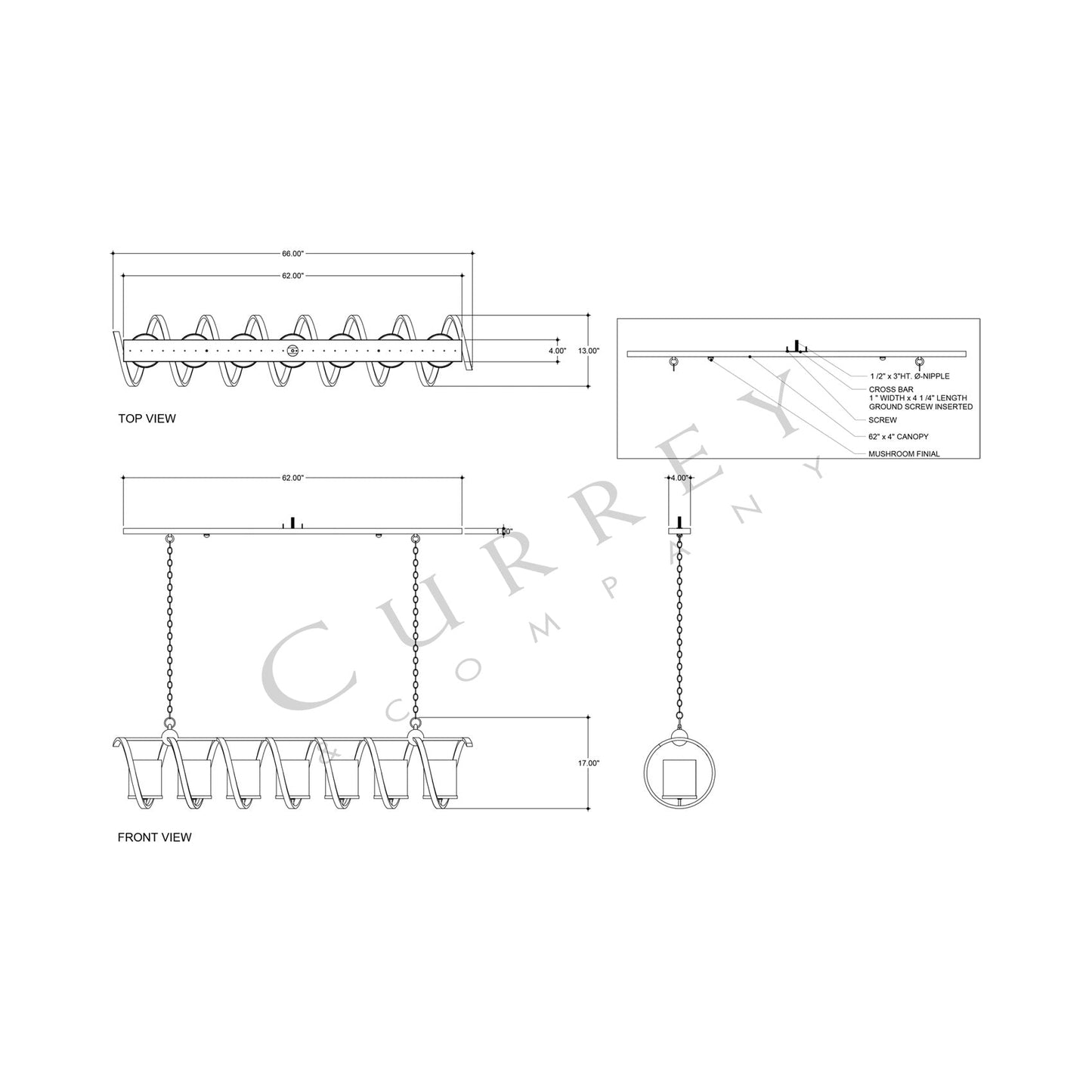 Maximus Chandelier - line drawing.