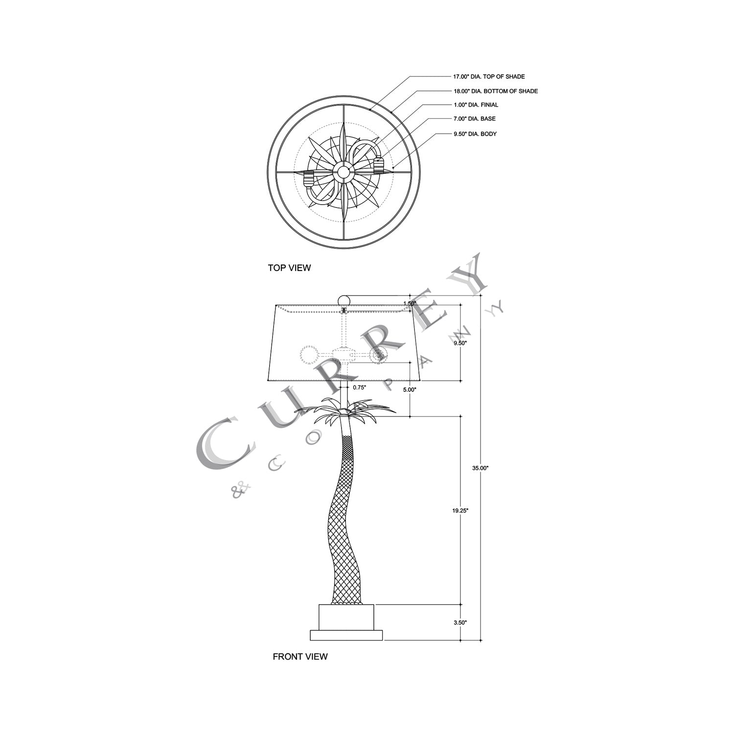 Mazari Table Lamp - line drawing.