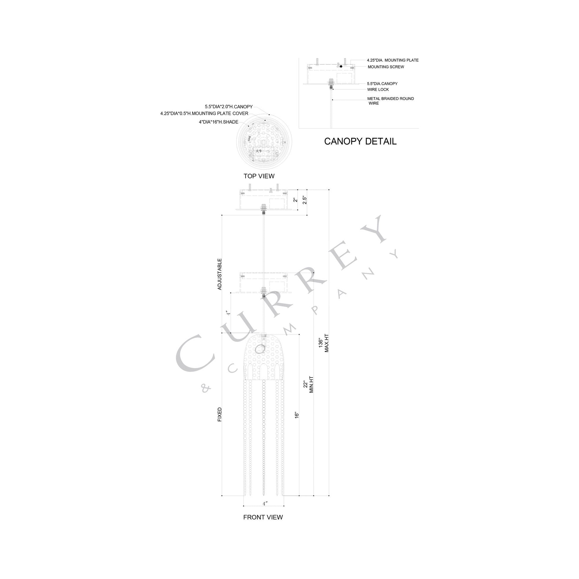 Medusa Pendant Light - line drawing.